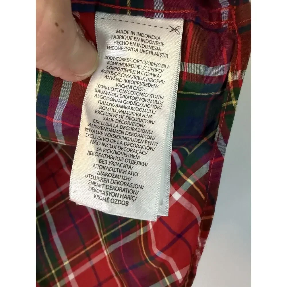 Ralph Lauren Holiday Polo Plaid Button Down Oxford Shirt Red Green Boys M 8-10